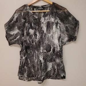 Express Sheer Snakeskin Popover Blouse - Size XS